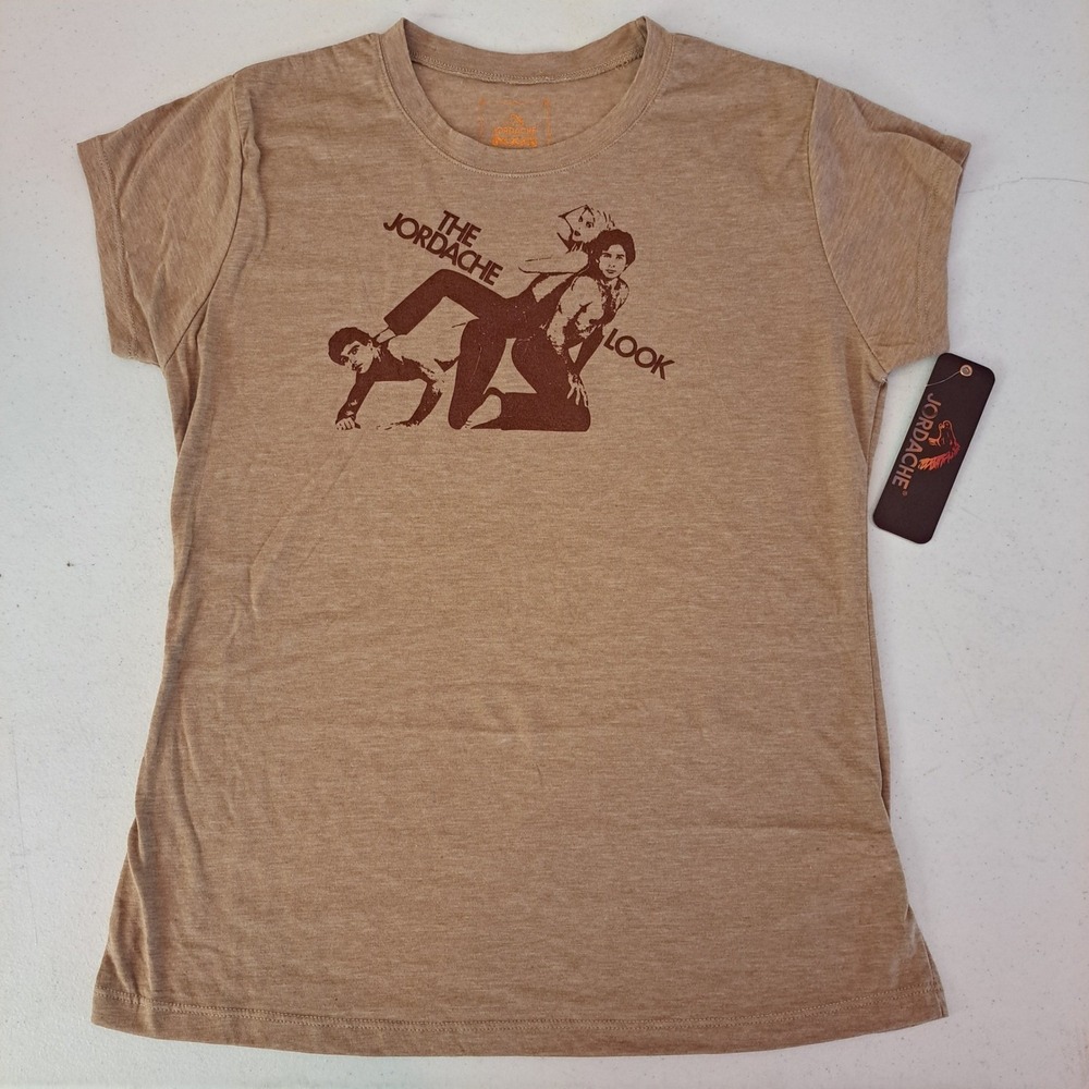 The Jordache Look Retro Graphic T-Shirt Heather Brown Large NWT 1343-162